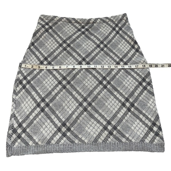 NEW Green‎ 3 Plaid Featherweight Knit Pencil Skirt Size M Gray Preppy USA MADE - Picture 5 of 10